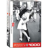 Bundle of 2 |EuroGraphics Kissing on VJ Day Life Magazine (1000-Piece) Puzzle + Smart Puzzle Glue Sheets