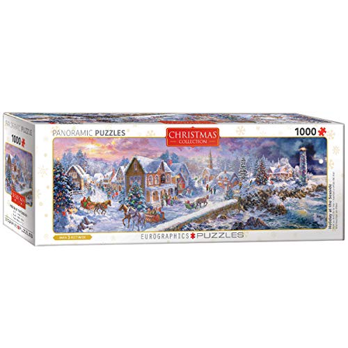 Bundle of 2 |Eurographics Holiday at the Seaside by Nicky Boheme Panoramic 1000-Piece Puzzle + Smart Puzzle Glue Sheets
