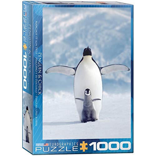 Bundle of 2 |Eurographics Penguin and Chick 1000-Piece Puzzle + Smart Puzzle Glue Sheets