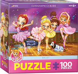Bundle of 2 |EuroGraphics Ballet Go Girls Go! Puzzle (100-Piece) + Smart Puzzle Glue Sheets