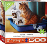 Bundle of 2 |Eurographics Kitty Throne by Lucia Heffernan 500-Piece Puzzle + Smart Puzzle Glue Sheets