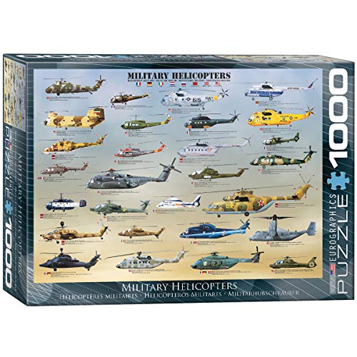 Bundle of 2 |EuroGraphics Military Helicopters Puzzle (1000-Piece) + Smart Puzzle Glue Sheets
