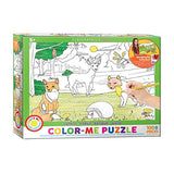 Bundle of 2 |EuroGraphics Forest Color Me Puzzle (100 Piece) + Smart Puzzle Glue Sheets