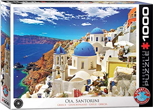Bundle of 2 |Oia, Santorini Greece 1000-Piece Puzzle + Smart Puzzle Glue Sheets