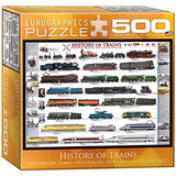 Bundle of 2 |EuroGraphics History of Trains Puzzle, 500-Piece + Smart Puzzle Glue Sheets