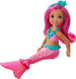 Barbie Dreamtopia Chelsea Mermaid Doll with Pink Hair & Tail, Tiara Accessory, Small Doll Bends At Waist 6.5INCHES