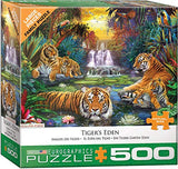 Bundle of 2 |EuroGraphics Tiger's Eden by Jan Patrik 500-Piece Puzzle + Smart Puzzle Glue Sheets