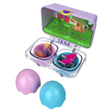 Bundle of 3 | PoIIy Pocket, Mystery Surprise Egg Carton | Purple Birthday Party Bounce House & Blue Nighttime Cityscape & Pink Rainbow Playground Theme