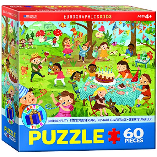 Bundle of 2 |EuroGraphics Party Time Birthday 60 Piece Puzzle + Smart Puzzle Glue Sheets