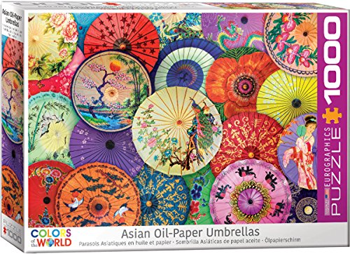 Bundle of 2 |Asian Oil Paper Umbrellas 1000-Piece Puzzle + Smart Puzzle Glue Sheets