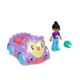 MATTEL Polly with Blue Animal and Purple Car Polly Pocket Doll and Vehicle