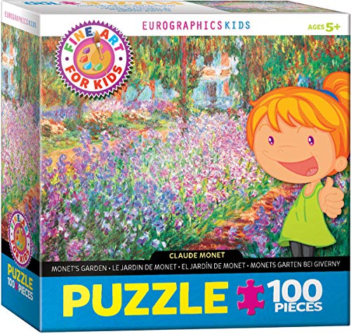 Bundle of 2 |Eurographics Monet's Garden by Claude Monet 100-Piece Puzzle + Smart Puzzle Glue Sheets