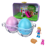 Bundle of 3 | PoIIy Pocket, Mystery Surprise Egg Carton | Purple Birthday Party Bounce House & Blue Nighttime Cityscape & Pink Rainbow Playground Theme