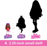 Barbie Doll, Barbie Extra Mini Minis Doll with Burgundy Hair and Sunglasses, Red Ruffle Dress, Clothes and Accessories