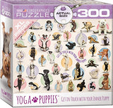 Bundle of 2 |Eurographics Yoga Puppies 300-Piece Puzzle + Smart Puzzle Glue Sheets