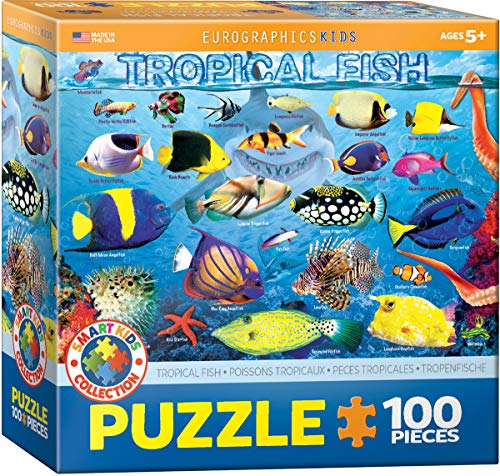 Bundle of 2 |Eurographics Tropical Fish 100-Piece Puzzle + Smart Puzzle Glue Sheets