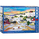 Bundle of 2 |T'is the Season by Patricia Bourque 1000-Piece Puzzle + Smart Puzzle Glue Sheets