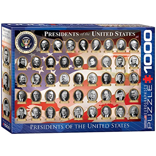 Bundle of 2 |EuroGraphics US Presidents Box 1000-Piece Puzzle + Smart Puzzle Glue Sheets