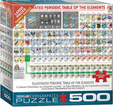 Bundle of 2 |Eurographics Illustrated Periodic Table of the Elements 500-Piece Puzzle + Smart Puzzle Glue Sheets