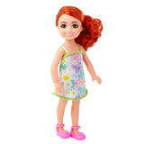 Barbie Chelsea Doll, Small Doll Wearing Removable Floral Dress and Shoes with Red Hair & Blue Eyes