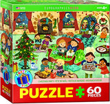 Bundle of 2 |Eurographics Party Time Christmas 60 Piece Puzzle + Smart Puzzle Glue Sheets