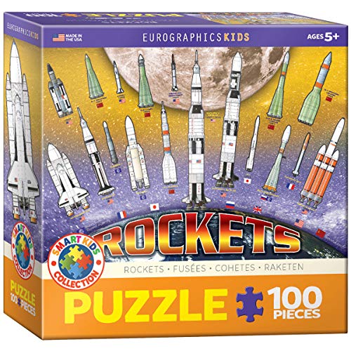 Bundle of 2 |Eurographics Rockets 100 Piece Jigsaw Puzzle + Smart Puzzle Glue Sheets