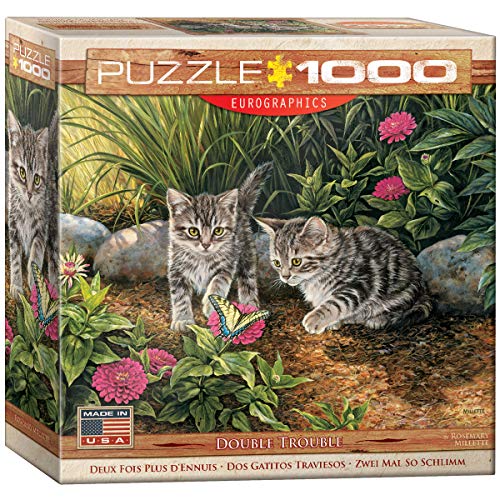 Bundle of 2 |EuroGraphics Double Trouble Kitten Puzzle (1000-Piece) + Smart Puzzle Glue Sheets