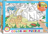 Bundle of 2 |EuroGraphics Jungle Color Me Puzzle (100 Piece) + Smart Puzzle Glue Sheets