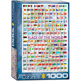 Bundle of 2 |EuroGraphics Flags of The World Puzzle (1000-Piece) + Smart Puzzle Glue Sheets