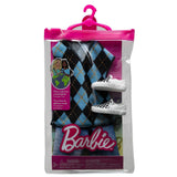 Bundle of 2 |Barbie Fashion Pack [Ken Doll Clothes Set with Striped Tank Black Denim Pants & Accessory & Outfit for Ken Doll T-shirt, Shorts and Pair of Sneakers