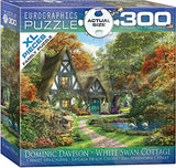 Bundle of 2 |Eurographics White Swan Cottage by Dominic Davison 300-Piece Puzzle + Smart Puzzle Glue Sheets