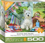 Bundle of 2 |EuroGraphics 8500-5461 Scottie Dog Picnic 500-Piece Puzzle + Smart Puzzle Glue Sheets