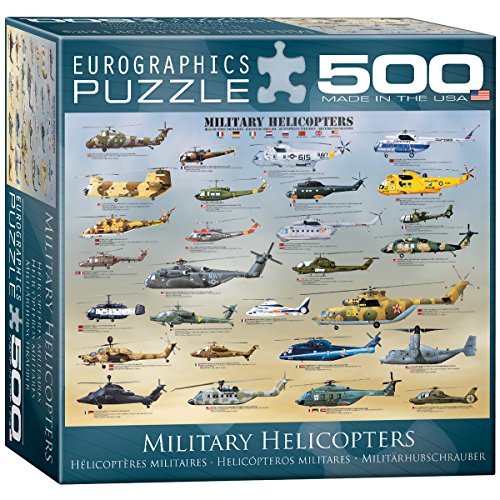 Bundle of 2 |EuroGraphics Military Helicopters Puzzle, 500-Piece + Smart Puzzle Glue Sheets