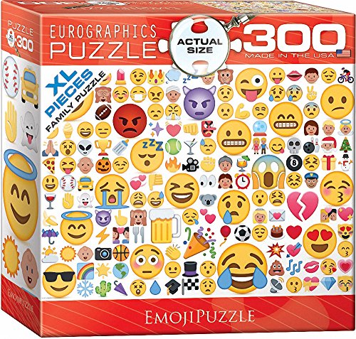 Bundle of 2 |EuroGraphics Emoji (300 Piece) Puzzle + Smart Puzzle Glue Sheets