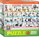 Bundle of 2 |EuroGraphics Great Inventions Jigsaw Puzzle (200-Piece) + Smart Puzzle Glue Sheets