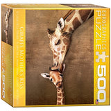 Bundle of 2 |Eurographics Giraffe Mother's Kiss Puzzle, 500-Piece + Smart Puzzle Glue Sheets
