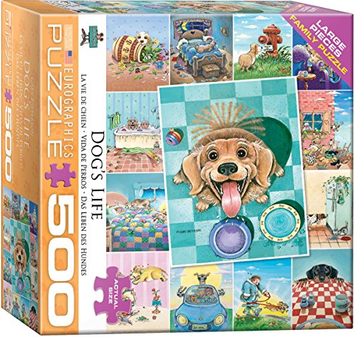 Bundle of 2 |Eurographics Dog's Life by Gary Patterson 500-Piece Puzzle + Smart Puzzle Glue Sheets