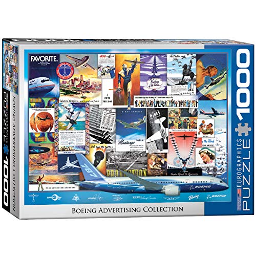 Bundle of 2 |EuroGraphics Boeing Vintage Ads Collection Puzzle (1000-Piece) + Smart Puzzle Glue Sheets