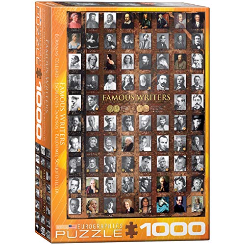 Bundle of 2 |EuroGraphics Famous Writers 1000-Piece Puzzle + Smart Puzzle Glue Sheets