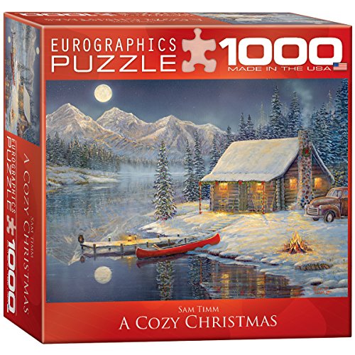 Bundle of 2 |EuroGraphics A Cozy Christmas Puzzle (1000-Piece) + Smart Puzzle Glue Sheets