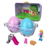 Bundle of 2 | PoIIy Pocket, Mystery Surprise Egg Carton |  Purple Birthday Party Bounce House & Blue Nighttime Cityscape Theme