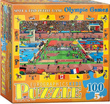 Bundle of 2 |EuroGraphics Spot & Find Olympics Puzzle (100-Piece) + Smart Puzzle Glue Sheets