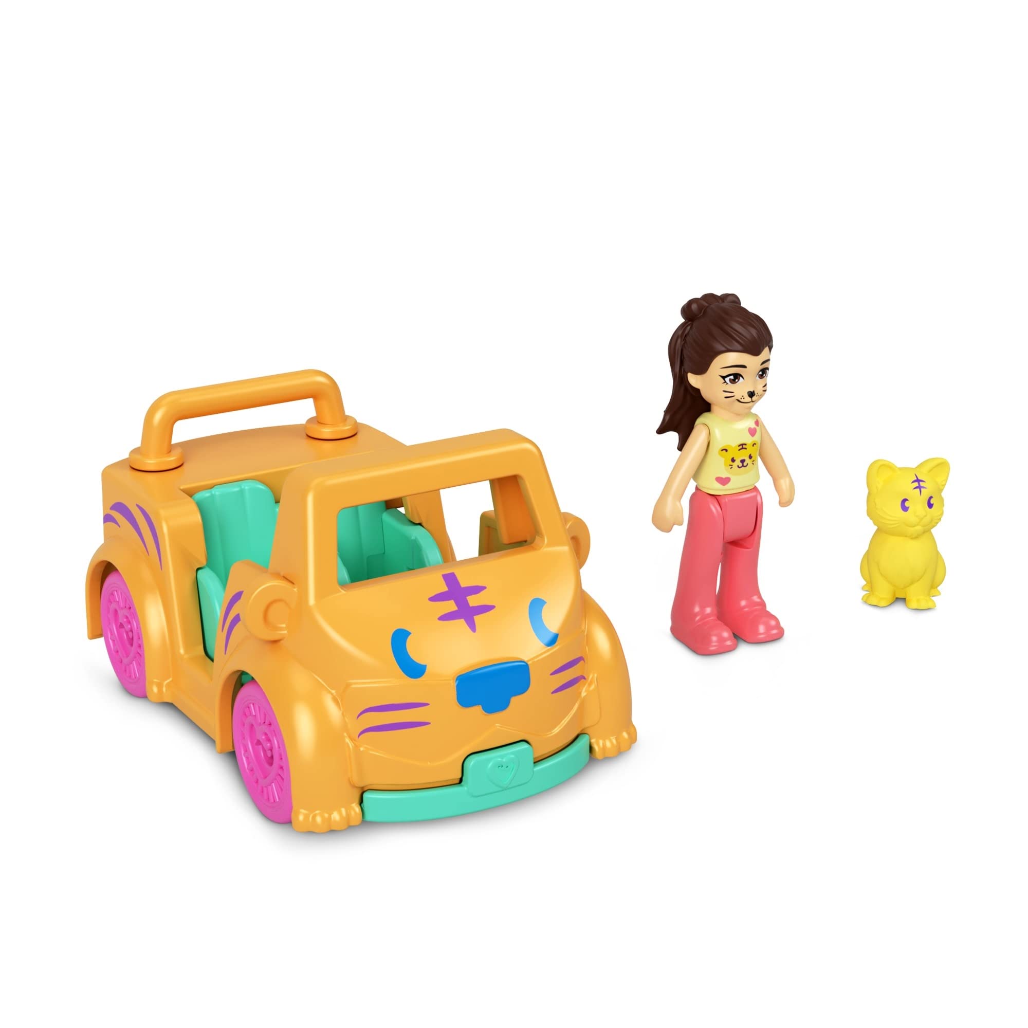 Polly Pocket Tiger Car Playset for Girls Ages 4 and Up