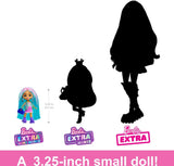 Barbie Doll, Mini Toys, Barbie Extra Mini Minis Doll with Blue Hair, Sporty Outfit and Roller Skates, Clothes and Accessories