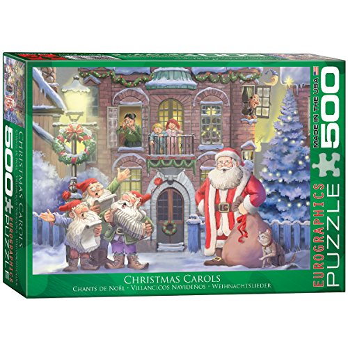 Bundle of 2 |EuroGraphics Christmas Carols 500 Piece Puzzle + Smart Puzzle Glue Sheets