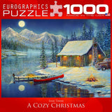 Bundle of 2 |EuroGraphics A Cozy Christmas Puzzle (1000-Piece) + Smart Puzzle Glue Sheets