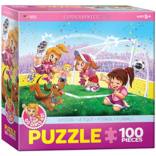 Bundle of 2 |EuroGraphics Soccer Stars Go Girls Go! Puzzle (100-Piece) + Smart Puzzle Glue Sheets