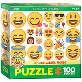Bundle of 2 |EuroGraphics Joy Emoji (100 Piece) Puzzle + Smart Puzzle Glue Sheets