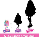 Bundle of 2 | Barbie Extra Mini Minis Doll - Brunette Doll w/ Alien Sweater Dress & Doll with Two-Tone Pink and Mint Hair + Accessories