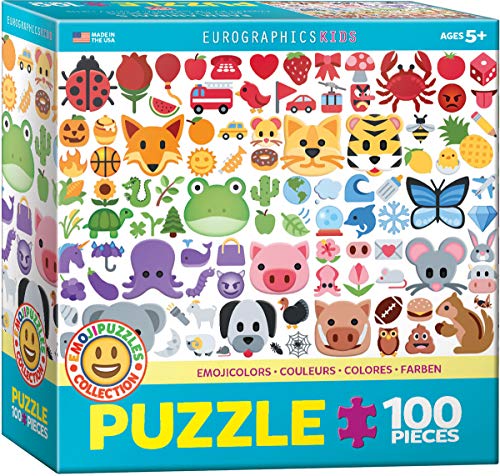 Bundle of 2 |Eurographics Emojicolors 100-Piece Puzzle + Smart Puzzle Glue Sheets